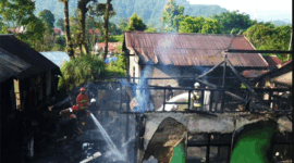 Kondisi rumah warga di Sungai Andok, Kampung Manggis, setelah mengalami kebakaran pada Jumat (20/2