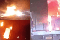 TERBAKAR-Mobil ekspedisi Hino 500 terbakar di Jalan Lingkar Selatan dan api diduga berasal dari box belakang kendaraan, Senin (23/1/20260.Proses pemadaman berlangsung sekitar dua jam 30 menit dengan menghabiskan kurang lebih 30 ribu liter air. 