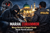 Dua sepeda motor milik jamaah di laporkan hilang ketika pemiliknya sedang menunaikan salat tarawih di masjid setempat. 