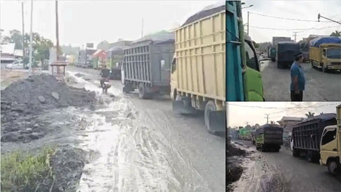 Arus truk batu bara yang terus melintas ikut memperparah kemacetan