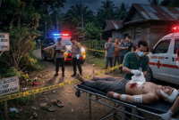 Ilustrasi suasana tempat kejadian perkara (TKP) penganiayaan di perbatasan Desa Sungai Medang dan Sungai Tutung, Kerinci.