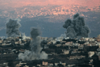 Asap mengepul setelah serangan