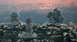 Asap mengepul setelah serangan