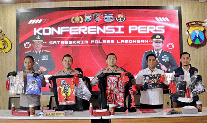 Polres Lamongan mengungkap kasus pengeroyokan remaja oleh puluhan pesilat. Foto: Dok. Polres Lamongan