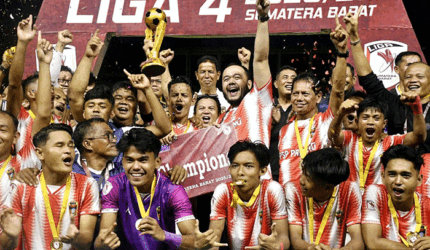 JUARA: PSP Padang keluar sebagai juara Liga 4 Sumbar mengalahkan PSP Padang Panjang di partai final 3-2dalam perpanjangan waktu.