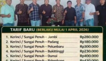Pengusaha PO atau travel di Kerinci-Sungai Penuh Umumkan sepihak kenaikan tarif jual tiket