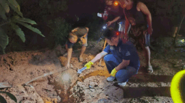 Penemuan jasad SA (63) yang tewas di mutilasi oleh anakndungnya sendiri dikubur dalam kawasan kebun di di Desa Karang Dalam, Kecamatan Pulau Pinang, Kabupaten Lahat, Sumatera Selatan.(Dokumentasi Polisi)