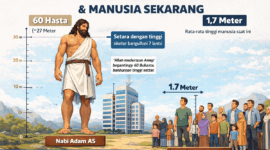 Perbandingan tinggi Nabi Adam dengan manusia sekarang.