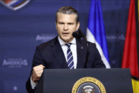 Menteri Pertahanan AS Pete Hegseth berbicara di KTT 