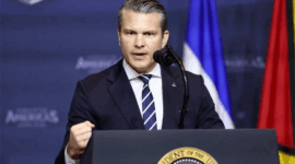 Menteri Pertahanan AS Pete Hegseth berbicara di KTT 
