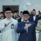 Dari kanan: Menhaj Gus Irfan, Wamehaj Dahnil Anzar, Kepala BPKH Fadlul Imansyah,  pada Rakernas Konsolidasi Penyelenggaraan Haji Kemenhaj, 8 April 2026. Foto: Dok BPKH