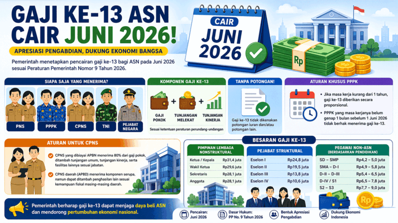Foto: (Infografis/ THR & Gaji Ke-13 PNS 2026. CHAT GPT)