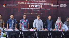 KPU Kota Sungai Penuh menggelar Rapat Pleno Terbuka Rekapitulasi Pemutakhiran Data Pemilih Berkelanjutan (PDPB) Triwulan I Tahun 2026 di Aula KPU Kota Sungai Penuh, Rabu (2/4/2026).