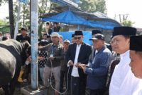 Wali Kota Alfin dan Wakil Wali Kota Azhar Hamzah menyerahkan sapi kurban bantuan Presiden RI berbobot lebih dari 800 kilogram ke Masjid Raya Sungai Penuh jelang Iduladha 1447 Hijriah.