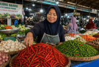 Harga cabai di Pasar Tanjung Bajure. (Foto: Ist)