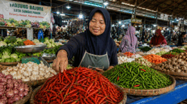 Harga cabai di Pasar Tanjung Bajure. (Foto: Ist)