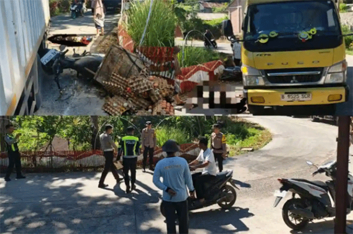 Pedagang Telur yang Mengalami Musibah dan Polisi Olah TKP.