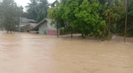 Sejumlah wilayah di Kabupaten Bungo, Jambi banjir dan longsor pada Rabu (13/5/2026). 2 rumah di Kecamatan Tanah Sepenggal tertimpa longsor, ibu dan 2 anaknya dalam pencarian 