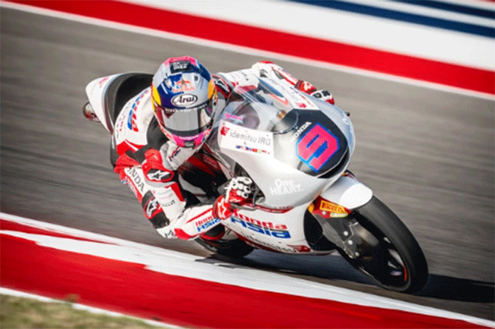 Veda Ega Pratama dalam sebuah balapan Moto3 2026. Foto: Honda Team Asia