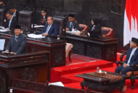 Presiden Prabowo Subianto (kiri) didampingi Wapres Gibran Rakabuming Raka (kanan) menyampaikan pidato dalam Rapat Paripurna ke-19 DPR RI Masa Persidangan V Tahun Sidang 2025-2026 di kompleks Parlemen, Jakarta, Rabu (20/5/2026). (ANTARA FOTO/Rivan Awal Lingga/agr.)