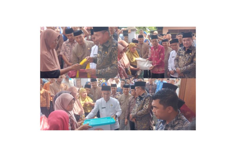 Wako Sungai Penuh Alfin, wawako Azhar dan Sekretaris Alpian, menyerahkan bantuan bantuan bagi warga korban musibah kebakaran di Desa koto tinggi kecamaran Sungai Bungkal,jum'at 8 April 2026.