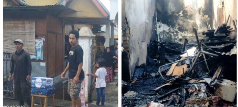 Puing pungi sisa kebakaran yang terjadi di Desa Koto Tinggi yang terjadi, Selasa (5/5) sekitar pukul 10.35 Wib dan api berhasil digunakan dengan 4 unit Damkar Kota Sungai 