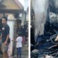 Puing pungi sisa kebakaran yang terjadi di Desa Koto Tinggi yang terjadi, Selasa (5/5) sekitar pukul 10.35 Wib dan api berhasil digunakan dengan 4 unit Damkar Kota Sungai 