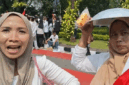 Aksi unjuk rasa mendukung Program Makan Bergizi Gratis (MBG) digelar di kawasan Monumen Nasional (Monas), Jakarta Pusat, Senin (22/6/2026). 