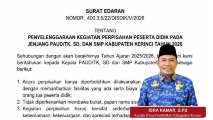 Pemkab Kerinci Instruksikan Perpisahan Sekolah Sederhana dan Hemat.