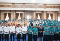 Ketua TP PKK Provinsi Jambi Hj. Hesnidar Haris, SE (Hesti Haris) mensosialisasikan program Jambi Bersholawat di Sungai Penuh, Rabu (24/06/2026). 