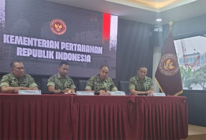 Konferensi pers Kementerian Pertahanan Republik Indonesia terkait evaluasi Latsar SPPI KDKMP, Sabtu (27/6/2026). Foto: Pradya Tirta/kumparan