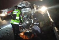 Lokasi tabrakan di Tol Pekan baru-dumai, Sabtu (6/6)