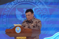 Menko Polkam Djamari Chaniago saat menghadiri Peringatan Hari Anti Narkotika Internasional (HANI) Tahun 2026 yang diselenggarakan di Balai Besar Rehabilitasi Badan Narkotika Nasional (BNN)