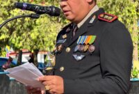 Kapolres Kerinci AKBP Ramadhana, selaku inspektur upacara HUT ke 80 Memacakan Amanah Kepaka Negara Presiden RI Prabowo Subuanto.8