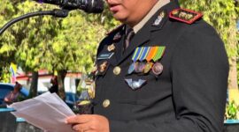 Kapolres Kerinci AKBP Ramadhana, selaku inspektur upacara HUT ke 80 Memacakan Amanah Kepaka Negara Presiden RI Prabowo Subuanto.8
