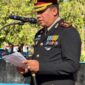 Kapolres Kerinci AKBP Ramadhana, selaku inspektur upacara HUT ke 80 Memacakan Amanah Kepaka Negara Presiden RI Prabowo Subuanto.8