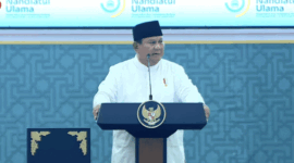 Presiden RI Prabowo Subianto memberikan sambutannya pada penutupan Muktamar ke-35 NU di Jombang, Jawa Timur, Senin (31/8/2026). (ANTARA/HO-BPMI Sekretariat Presiden)