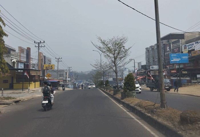 Kabut asap tebal menyelimuti sejumlah wilayah Kota Jambi
