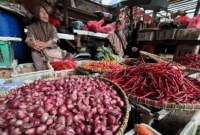 Bawang merah, cabai merah keriting dan komoditas pangan strategis lainnya yang dijual pedagang di Pasar Minggu, Jakarta. ANTARA/Harianto.