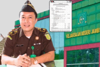 Kolase foto Harta kekayaan Kajari Romy Arizyanto dan gedung Kejari Jambi.
