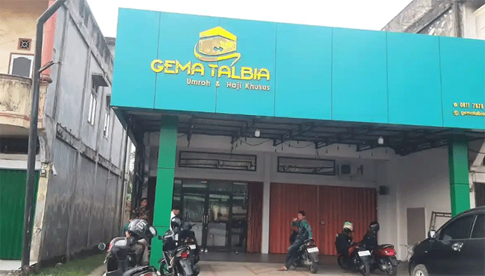 Suasana Kantor Gema Talbia Haji dan Umroh di Jalang Lingkar Selatan, Kecamatan Paal Merah, Kota Jambi, Kamis (6/8/2026). 