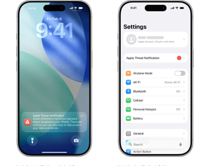 Peringatan ancaman spyware ke pengguna Apple. Foto: dok. Apple