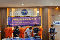 Pemusnahan barang bukti narkoba di BNNP Jambi, Rabu (19/8/2026). (ANTARA/Nanang Mairiadi)
