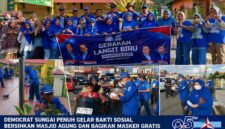 Rangkaian Aksi sosial pembagian Masker,Goro dipimpin Ketua DPC Partai Demokrat Kota Sungai Penuh H Fajran, Sp.M,Si.