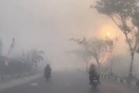 Kota Palangka Raya, diselimuti asap tebal, kualitas udara memasuki level bahaya