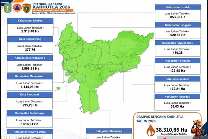 Infografis luasan lahan terbakar dampak karhutla di sejumlah daerah di Kalbar (Antara / HO : BPBD Kalbar)