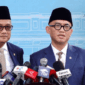 Menteri Haji dan Umrah (Menhaj) Mochamad Irfan Yusuf (kiri) dan Wakil Menteri Haji dan Umrah Dahnil Anzar Simanjuntak (kanan) menggelar jumpa pers setelah keduanya menghadap Presiden Prabowo Subianto di Istana Kepresidenan RI, Jakarta, Senin (28/9/2026). ANTARA/Irfansyah Nasution.