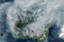 Citra satelit Aqua MODIS menunjukkan kabut asap dan hotspot di Indonesia-Malaysia, 1 September 2026. Foto: Dok NASA Earth