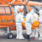 Helikopter Basarnas membawa tiga korban Kapal Virgo Transport 8 tiba di Lanud Sjamsudin Noor, Jumat (25/9/2026). (ANTARA/Firman)