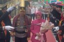 Penyambutan tradisi pedang pora kapolre Kerinci AKBP Hernawan Rizky Yudhantoro, S.H., S.I.K., M.I.K.